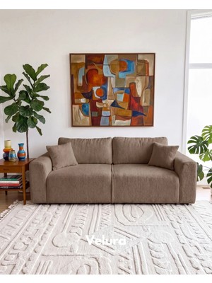 Velura Home & Living Sora 3'lü Kanepe & Üçlü Koltuk - Kahve