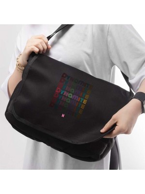 Touz Moda Modessy Kpop Serisi Bts Dynamite Baskılı Unisex Siyah Postacı Çantası