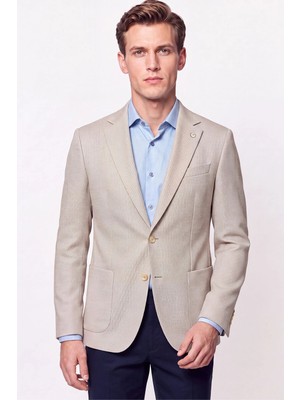 Efor Erkek Comfort Fit Torba Cep Esnek Pamuklu Bej Blazer Ceket C 740
