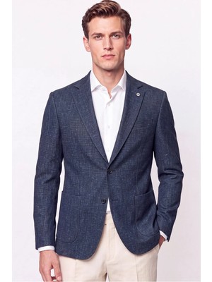 Efor Erkek Comfort Fit Torba Cep Esnek Pamuklu Lacivert Blazer Ceket C 740