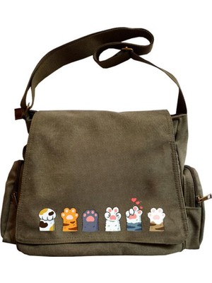 Touz Moda Modessy Cute Cat Seriouse Baskılı Unisex Postacı Çantası