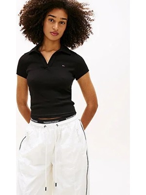 Tommy Hilfiger Kadın Tjw Slim Fit Rib Örgü Polo Yaka T-Shirt