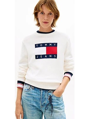 Tommy Hilfiger Kadın Tipping Flag Kazak