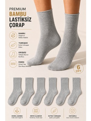 Ducks Socks Kadın 6'lı Bambu Lastiksiz Çorap Diyabetik Dostu Dikişsiz Iz Bırakmaz Uzun Konç Sıkmayan Çorap