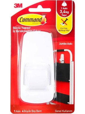 17004 Command Büyük Boy Jumbo Askı Beyaz
