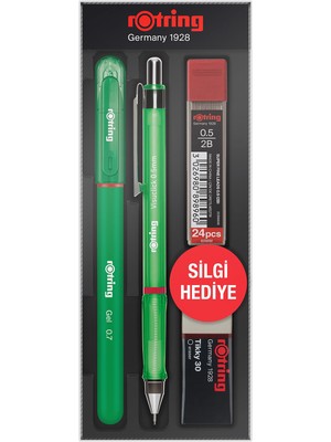 Jel Okul Seti 0,5 Mm, Mekanik Kurşun Kalem, Uç ve Silgi Seti, Yeşil