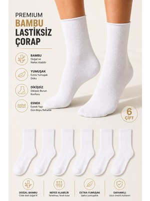 Ducks Socks Kadın 6'lı Bambu Lastiksiz Çorap Diyabetik Dostu Dikişsiz Iz Bırakmaz Uzun Konç Sıkmayan Çorap