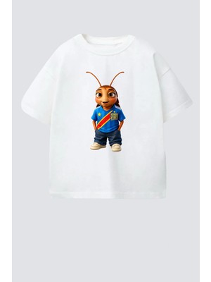 Monila Unisex Çocuk Pamuklu Demokratik Kongo Baskılı T-Shirt
