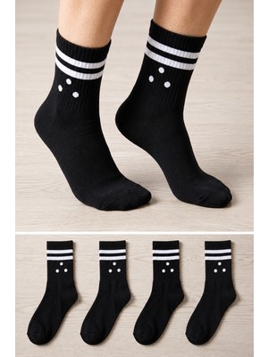 Ducks Socks Kadın Pamuklu Dikişsiz Çorap 4'lü Uzun Konç Kolej Çorap