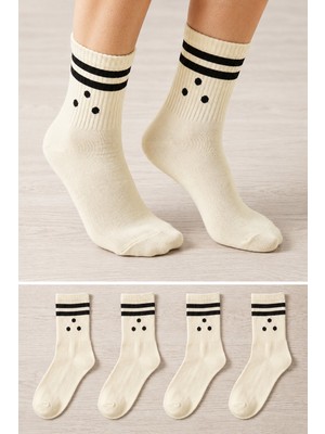 Ducks Socks Kadın Pamuklu Dikişsiz Çorap 4'lü Uzun Konç Kolej Çorap