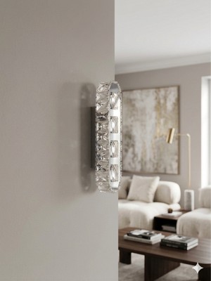 wisehome Crystal Krom Metal Paslanmaz Pilli Duvar Apliği