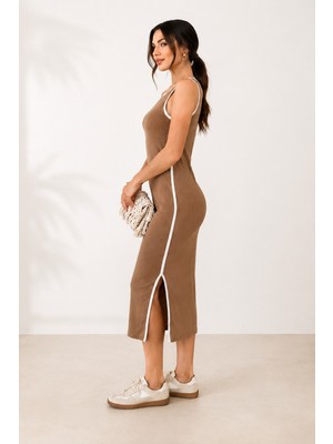 Unika Boutique Kadın Biyeli Yırtmaçlı Maxi Elbise