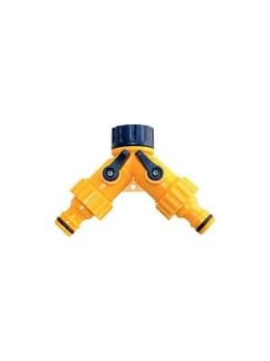 Ç Ift Çıkışlı Vanalı Musluk Adaptörü 1/2-3/4 Ölçülerinde