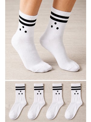 Ducks Socks Kadın Pamuklu Dikişsiz Çorap 4'lü Uzun Konç Kolej Çorap