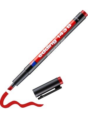 143 B Permanent Kalem - Asetat Kalemi - Kırmızı - 1 Kalem - Kesik Uç 1-3 mm