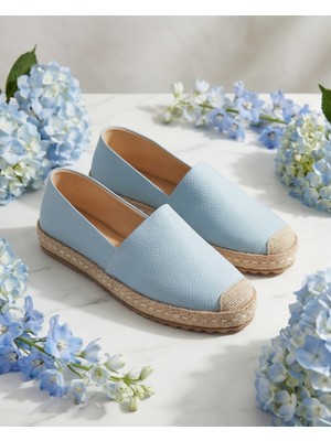 Futsi Shoes Lucıa Mavi Hakiki Deri Dikiş Detaylı Kadın Espadril