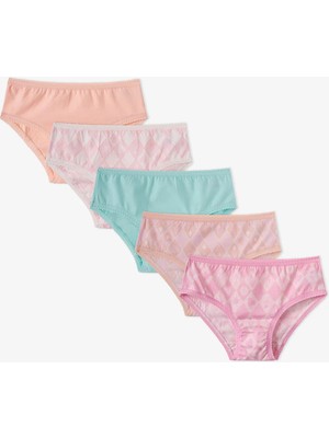 Penti Kız Çocuk Princess Print Çiçekli Pamuklu 5'li Slip Külot