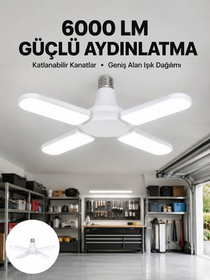 Alkasaz Enerji Tasarruflu LED Ampül 60 Watt 4 Kollu Beyaz Işık Yeni Nesil - ALKHBY5682-4250