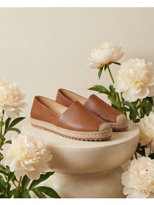 Futsi Shoes Lucıa Taba Hakiki Deri Dikiş Detaylı Kadın Espadril