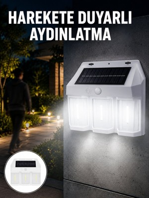 Alkasaz 3 In 1 Solar Duvar Lambası – IP65 Su Geçirmez Hareket Sensörlü Yeni Nesil - ALKHBY4174-6240