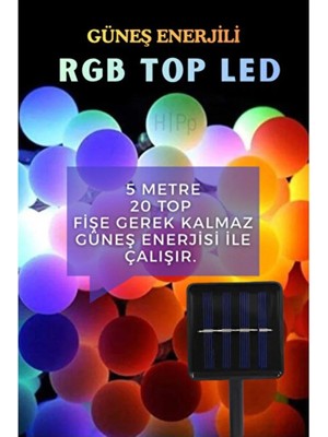 Empressco Güneş Enerjili 5m 20LED Renkli Bahçe ve Teras Süs Işığı