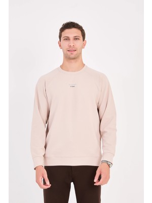 twentyfive25 Erkek Minimal Baskılı Fitilli Sweatshirt - R2601