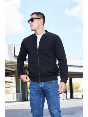 twentyfive25 Erkek Tam Fermuarlı Slim Fit Sweatshirt - V001