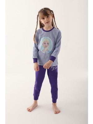Frozen Açık Indigo Kız Çocuk Uzun Kol Pijama Takım