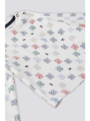 U.S. Polo Assn. Krem Uspa Marka Desenli Bebek 2'li Takım