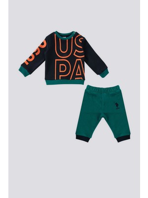 U.S. Polo Assn. Lacivert Baskı Detay Bebek 2'li Takım