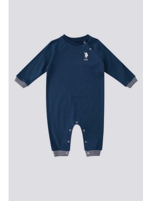 U.S. Polo Assn. Koyu Indigo Çıtçıt Detay Bebek Tulum