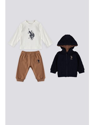 U.S. Polo Assn. Lacivert Fermuarlı Bebek 3'lü Takım