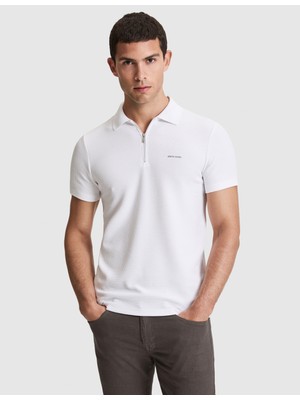 Pierre Cardin Erkek Ekru Slim Fit Fermuarlı Polo Yaka Tişört 50327860-VR019
