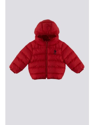 U.S. Polo Assn. Kırmızı Kapüşonlu İçi Tüylü Bebek Mont