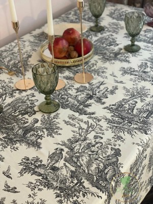 Perde Plus Fransız Masa Örtüsü, Vintage Pastoral Sahne Deseni, Dekoratif Yemek Masası Örtüsü