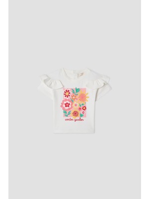 B&G Kız Bebek Beyaz Tshirt