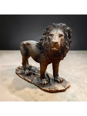 Sedosh Home Vision Polyester Kaideli Bronz-Altın Aslan Biblo 30X25 cm Dekoratif Biblo