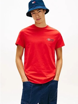 Tommy Hilfiger Erkek Slim Fit Sign Chest T-Shirt