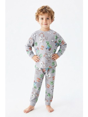 Modanino Erkek Çocuk %100 Pamuk Pijama Takımı 9-36AY 12737IS