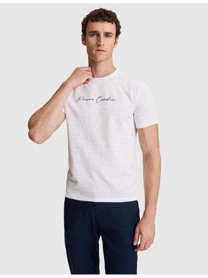 Pierre Cardin Erkek Ekru Slim Fit  Bisiklet Yaka Tişört 50327858-VR019