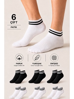 Ducks Socks Kadın Pamuklu Dikişsiz Kolej Çorap 6'lı Patik Günlük Çorap
