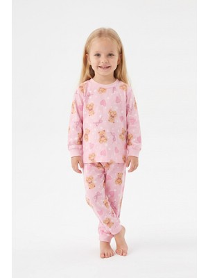Modanino %100 Pamuk ve Baskılı Kız Bebek Pijama Takımı 9-36 Ay 12742IS
