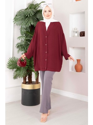 Md Düğmeli Salaş Aerobin Kimono Bordo