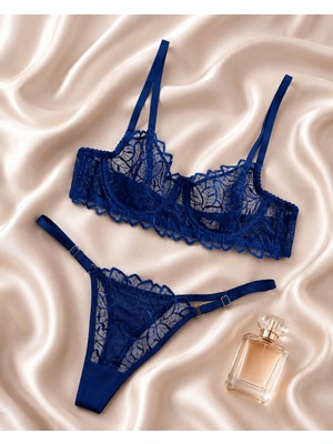 Veloura Saks Desen Brode Bralet Takım