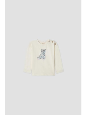 B&G Kız Bebek Beyaz Tshirt