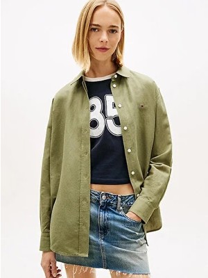 Tommy Hilfiger Kadın Relaxed Fit Linen Gömlek