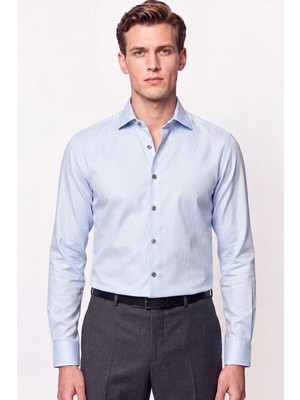 Efor Erkek Slim Fit İtalyan Yaka Açık Mavi Gömlek G 1610