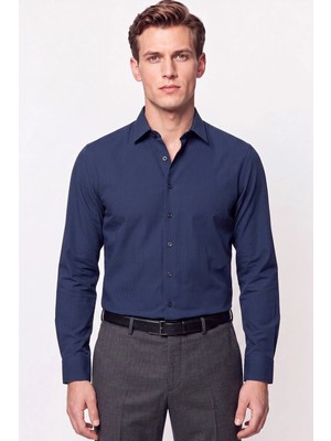 Efor Slim Fit Modal Kumaş Lacivert Gömlek G 1609