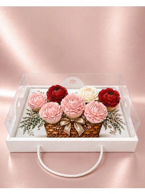 Ege Concept Life Cup Cake Çiçek Sepeti 7 Li Cupcake Kutusu 35X26X11