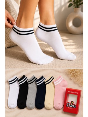 Ducks Socks Kadın Kolej 6'lı Bambu Extra Yumuşak Kutulu Yazlık Dikişsiz Çorap Terletmeyen Soft Çorap